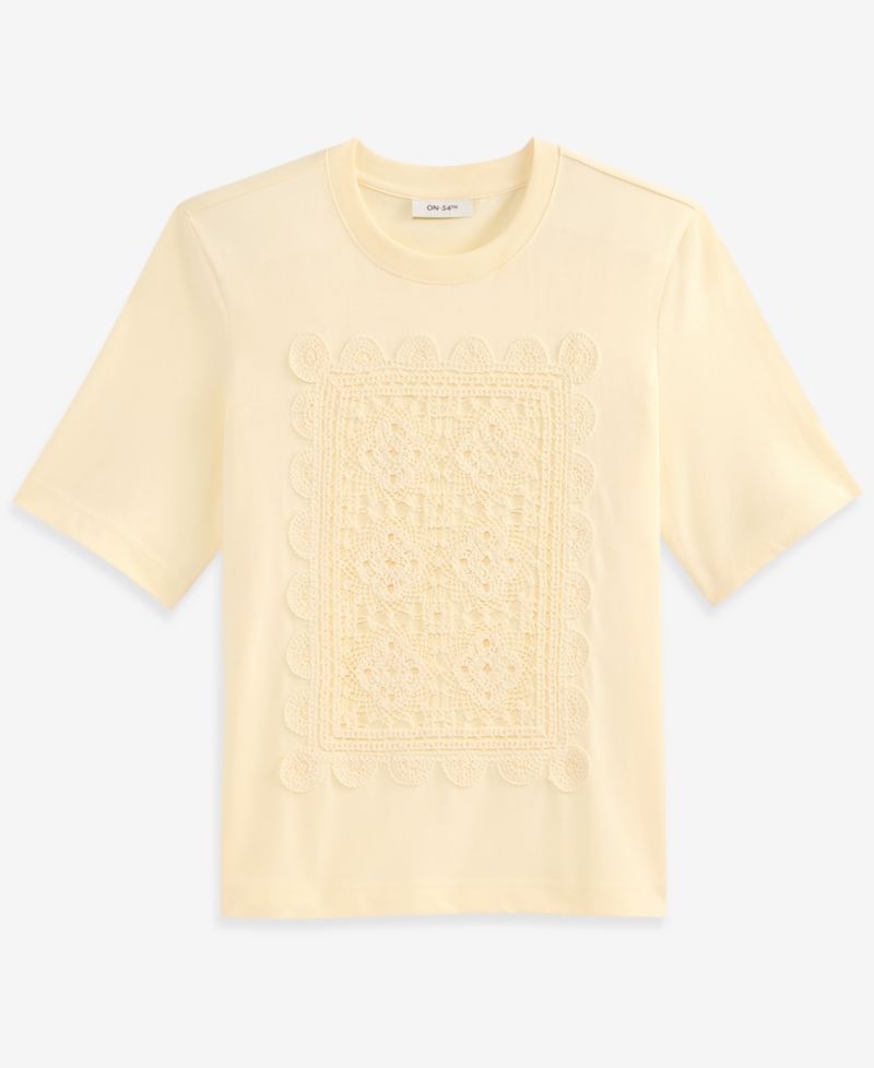 Women's Oversized Crochet Patch Cotton Jersey T-Shirt