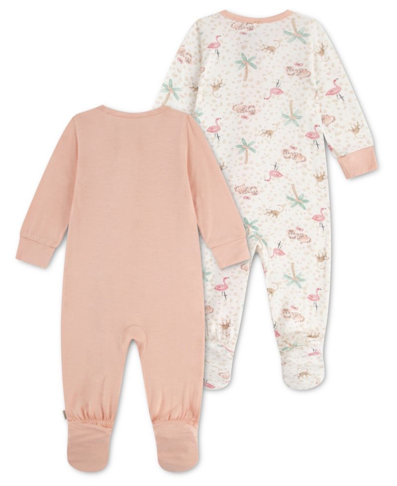 Baby Girls' Viscose Long-Sleeve Coverall, 2-Pack