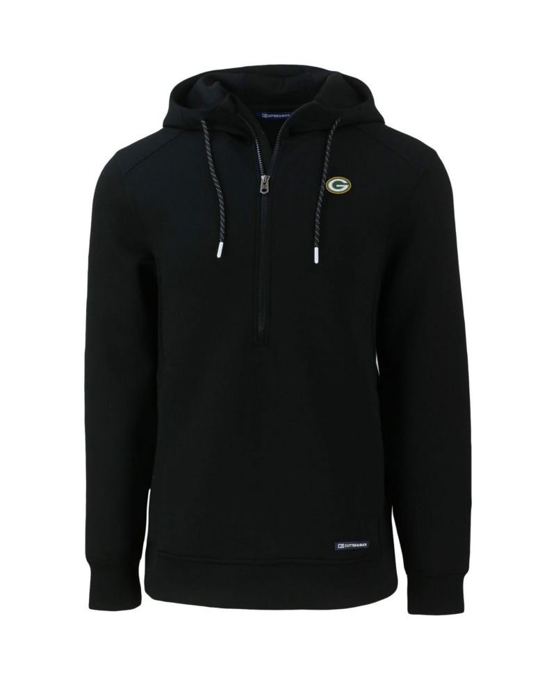 Men's Black Green Bay Packers Primary Mark Roam Half-Zip Pullover Hoodie