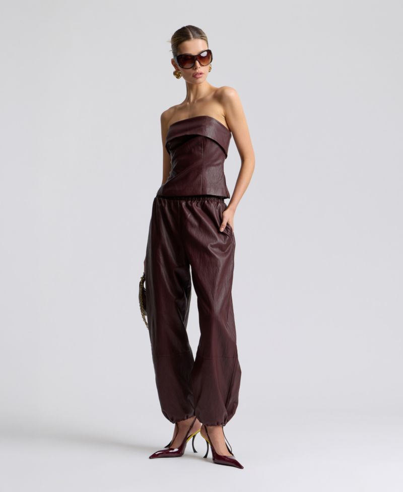 Women's Faux Leather Sleeveless Tube Top