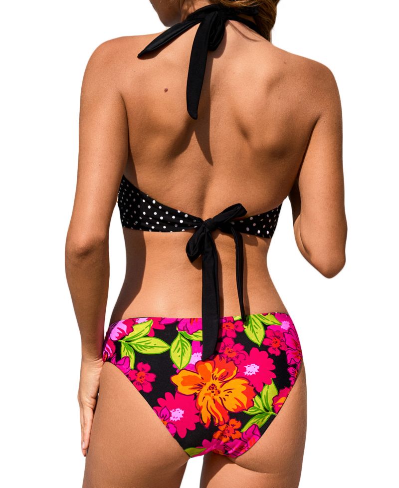 Women's V-Neck Halter Reversible Bikini Set