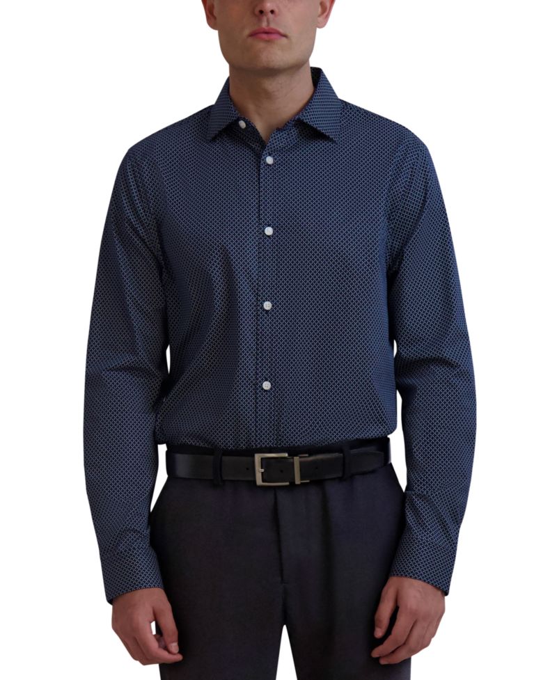 Men's Slim-Fit Geo-Print Dress Shirt