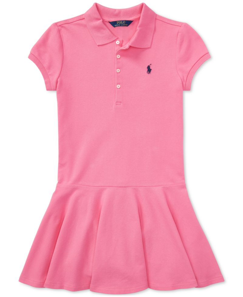 Girls' 7-16 Cotton Mesh Short-Sleeve Polo Dress