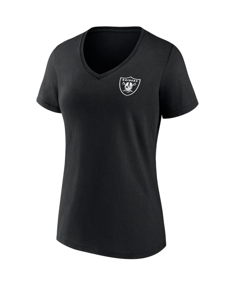 Women's Black Las Vegas Raiders Team Mother's Day V-Neck T-shirt