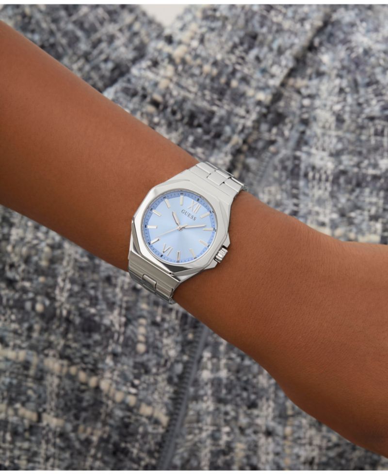 Women's Analog Silver-Tone Stainless Steel Watch, 34mm