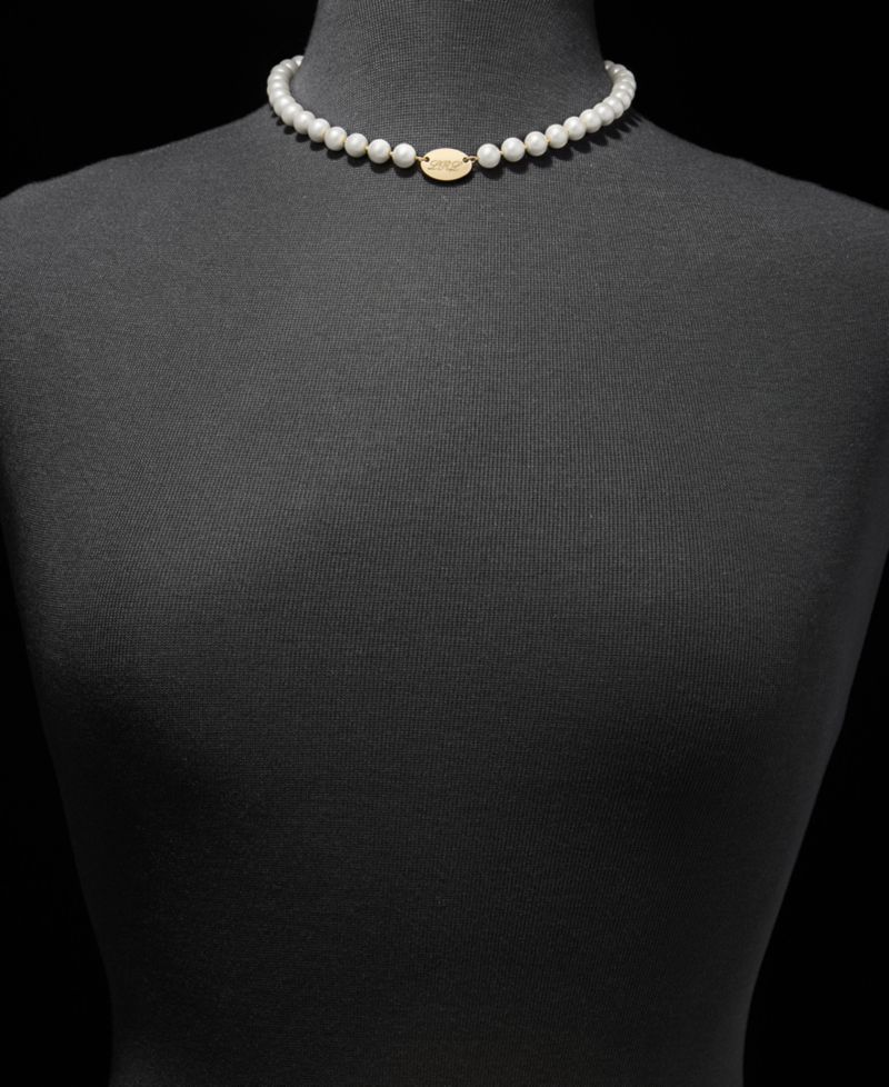 Imitation Pearl Logo 16" Collar Necklace