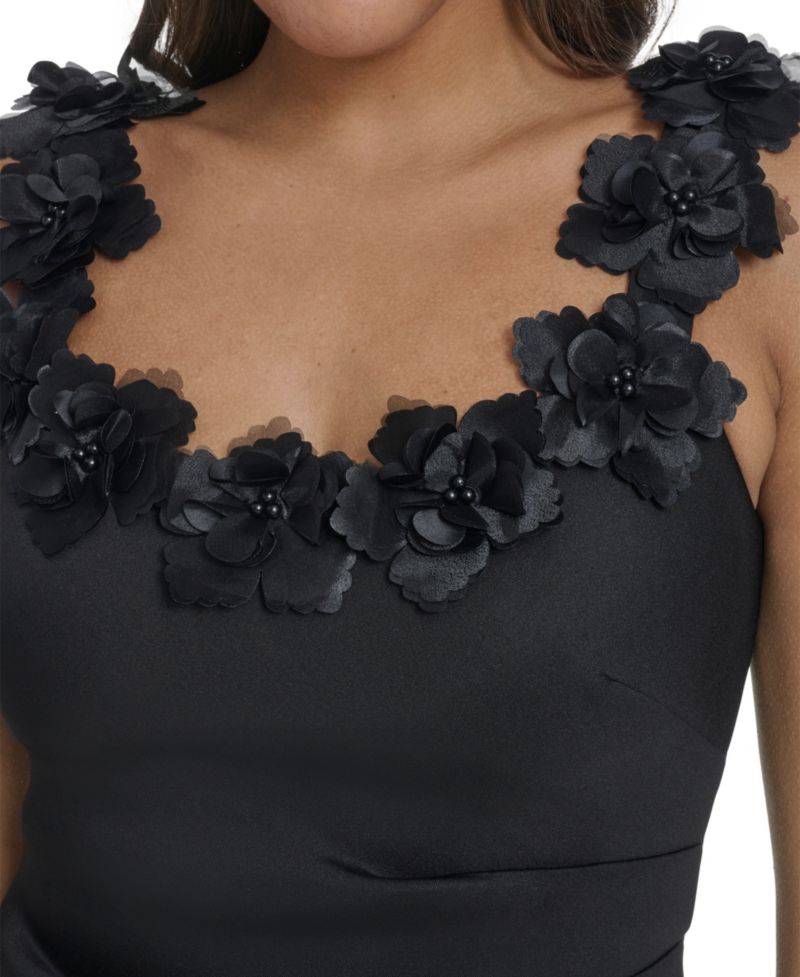 Women's Scoop Neck Floral Applique Cocktail Dress