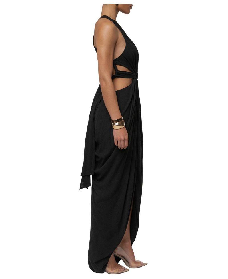 Women's Warm Sunsets Plunging V-Neck Cutout Maxi Dress