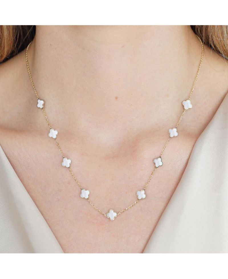 Mini Mother of Pearl Clover Necklace