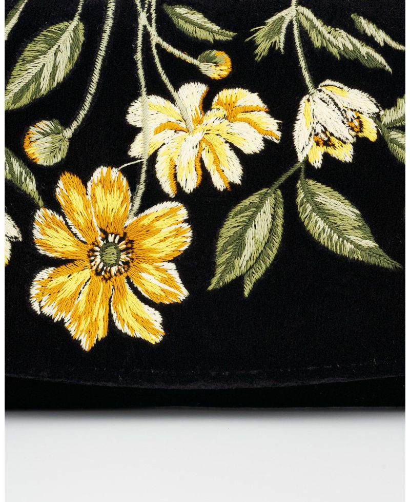 Botanical Velvet Embroidered Purse Large