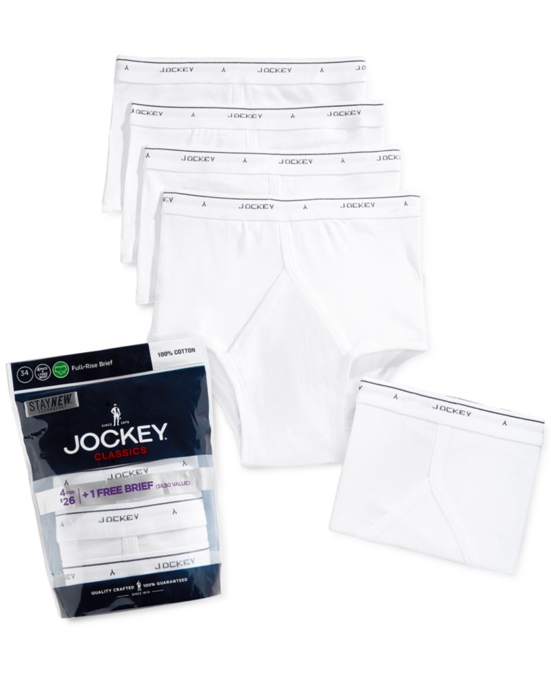 Men's 4-Pack Cotton Full Rise Briefs +1 Bonus Pair
