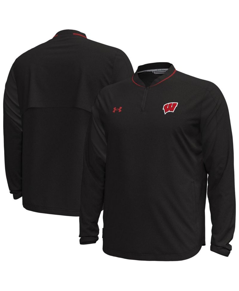 Under Armor Men's Black Wisconsin Badgers Motivate Long Sleeve Quarter-Zip Jacket