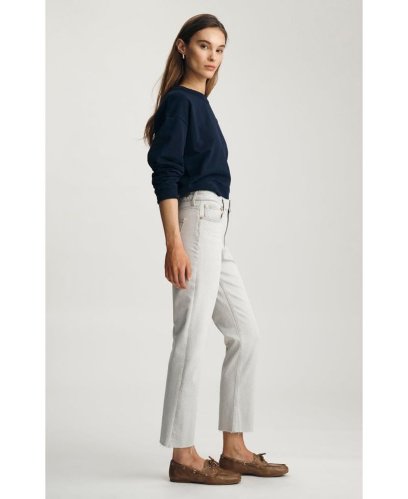 Women's New York High Rise Straight Leg In Ice Grey Classic Blue