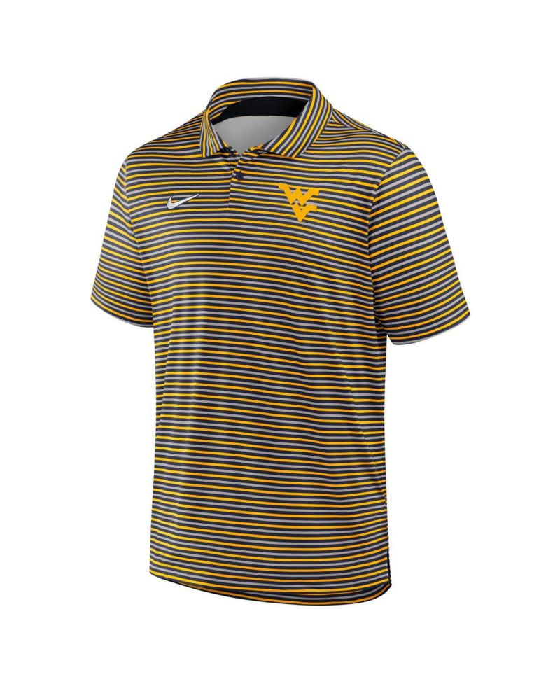Men's Gold West Virginia Mountaineers 2025 Coaches Premium Tour Stripe Dri-FIT Polo Shirt