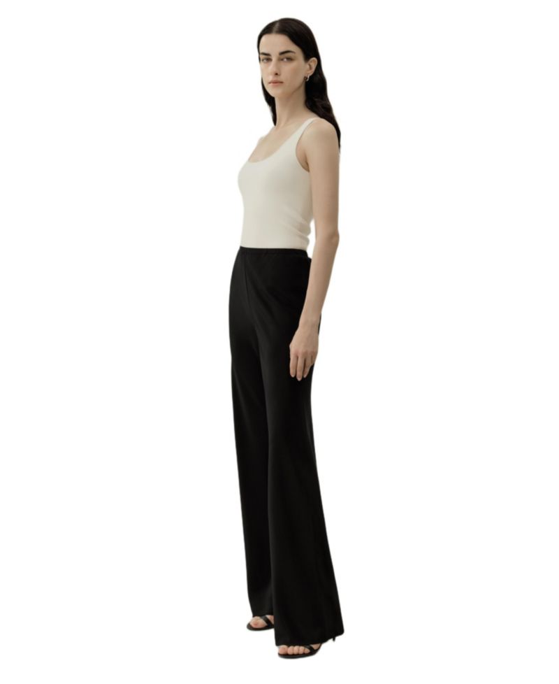 Women's Bias Cut Straight Leg Silk Pants