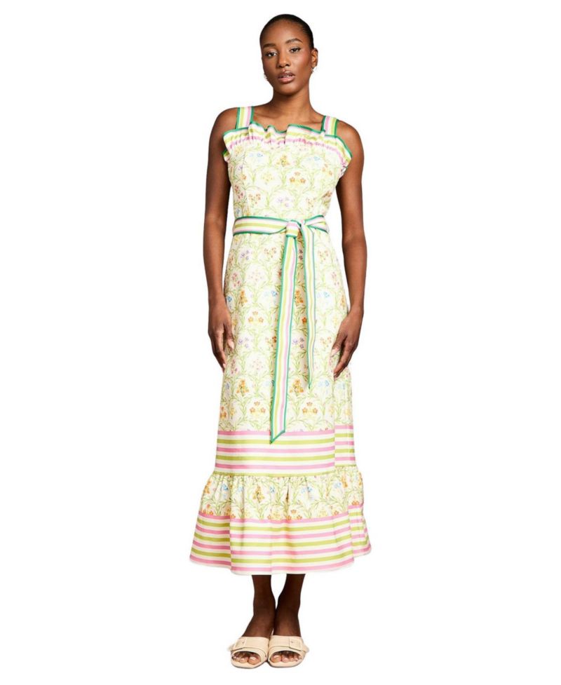 Women's Printed Ruffle Midi Dress