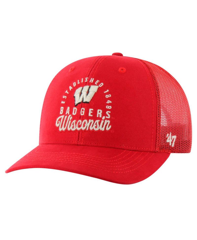 Men's Red Wisconsin Badgers Pitstop Trucker Adjustable Hat