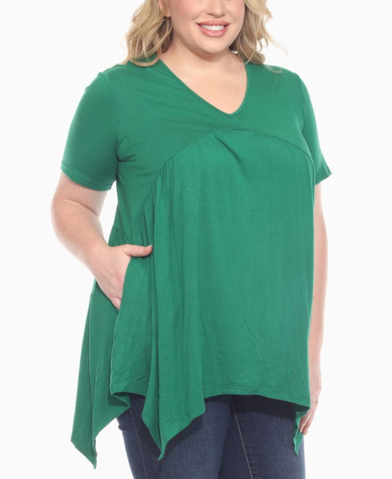 Plus Size Short Sleeve Shirred Front Knit Top