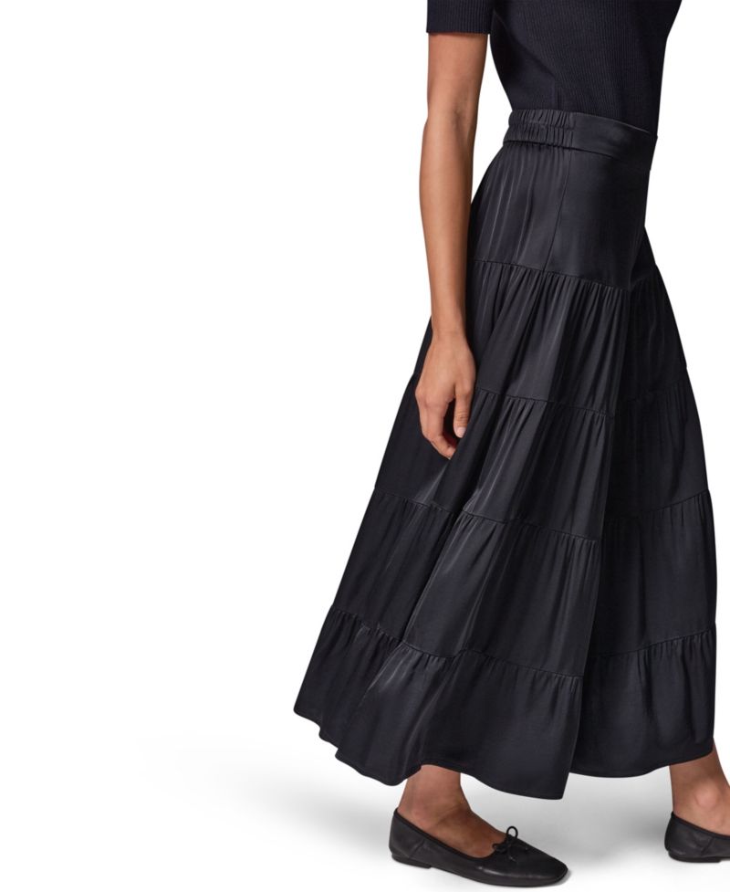 Women's Satin Midi Tiered Skirt