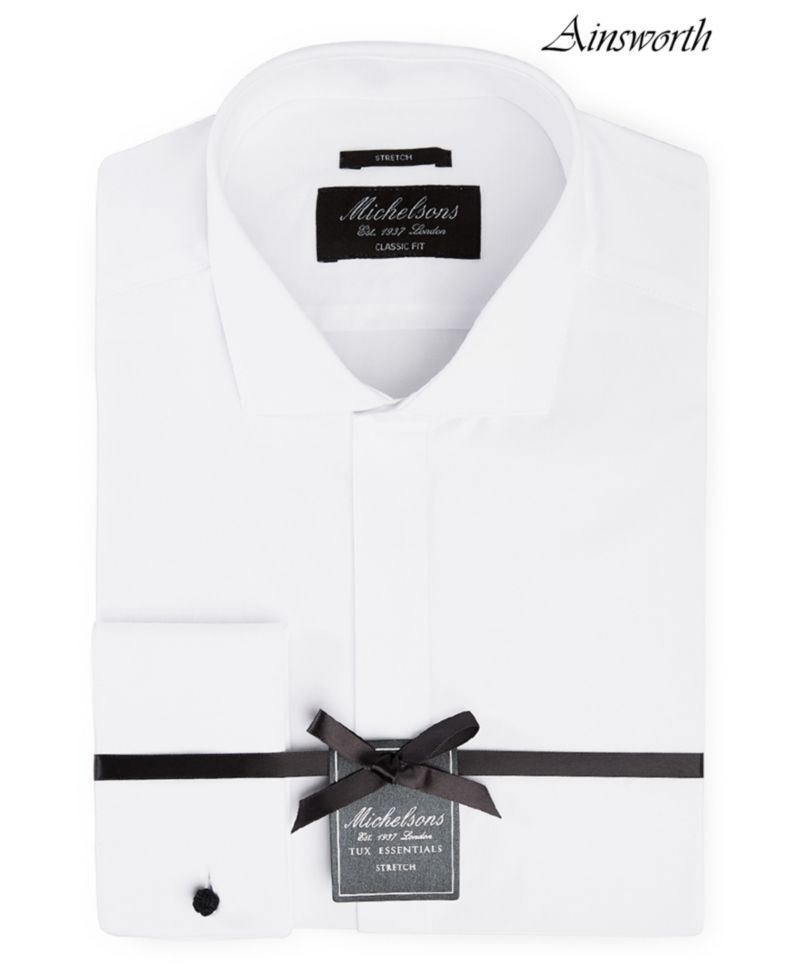 Men's Classic/Regular Fit Stretch Solid French Cuff Tuxedo Shirt
