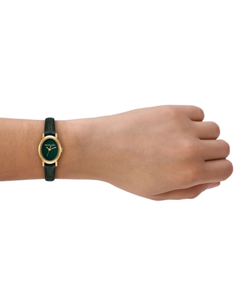 MICHAEL Women's Maude Three-Hand Green Leather Watch 21mm