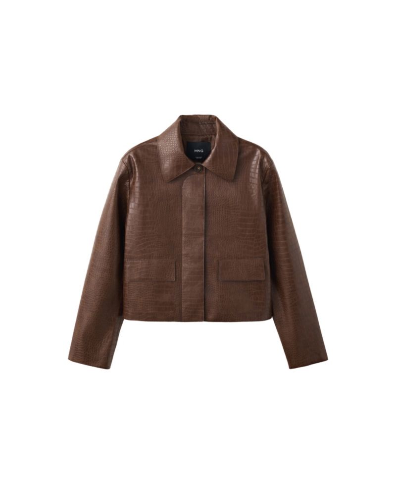 Women's Crocodile-Effect Faux Leather Jacket