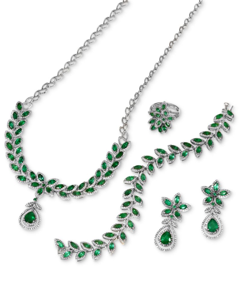 EFFY® Emerald (11-3/4 ct. t.w.) and Diamond (2-3/4 ct. t.w.) Pendant Necklace in 14k Gold