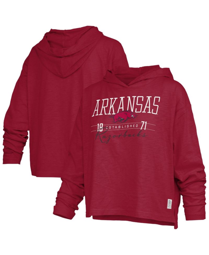 Women's Arkansas Razorbacks Castillo Oversized Long-Sleeve Hooded T-Shirt