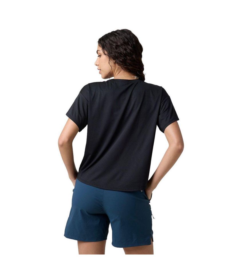 Women's Wasatch Adventure Run Drop-Needle Grid Knit Cropped Short-Sleeve T-Shirt