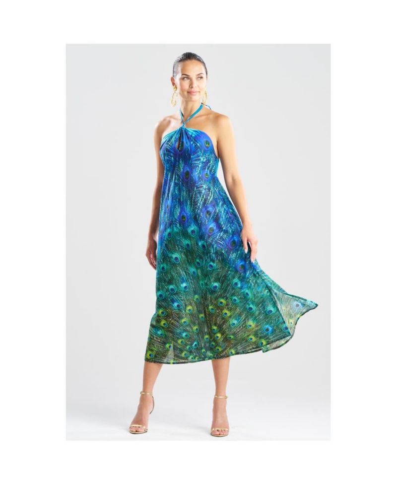 Women's Peacock - Cotton Voile Maxi Dress