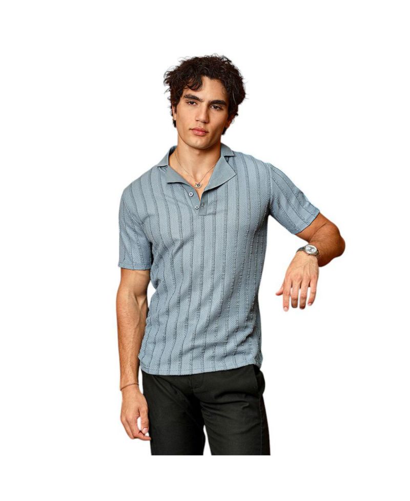 Men's Icy Blue Wicker-Tactitle Polo T-Shirt