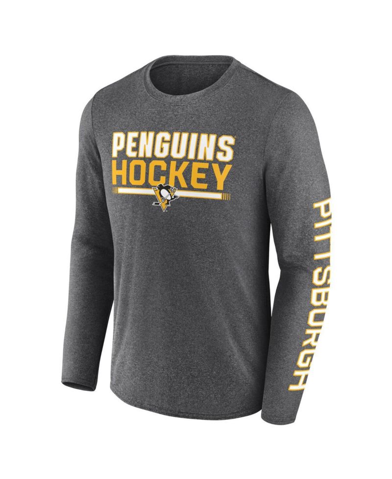 Men's Heather Charcoal Pittsburgh Penguins Sweep Iconic Synthetic Long Sleeve T-Shirt