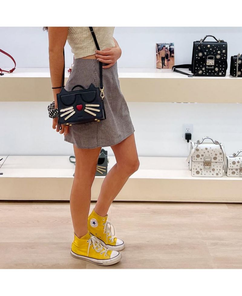 Womens Leather Novelty Cat Face Mini Crossbody Bag Cute Structured Box Purse Small Top Handle Satchel with Zipper Closure Black