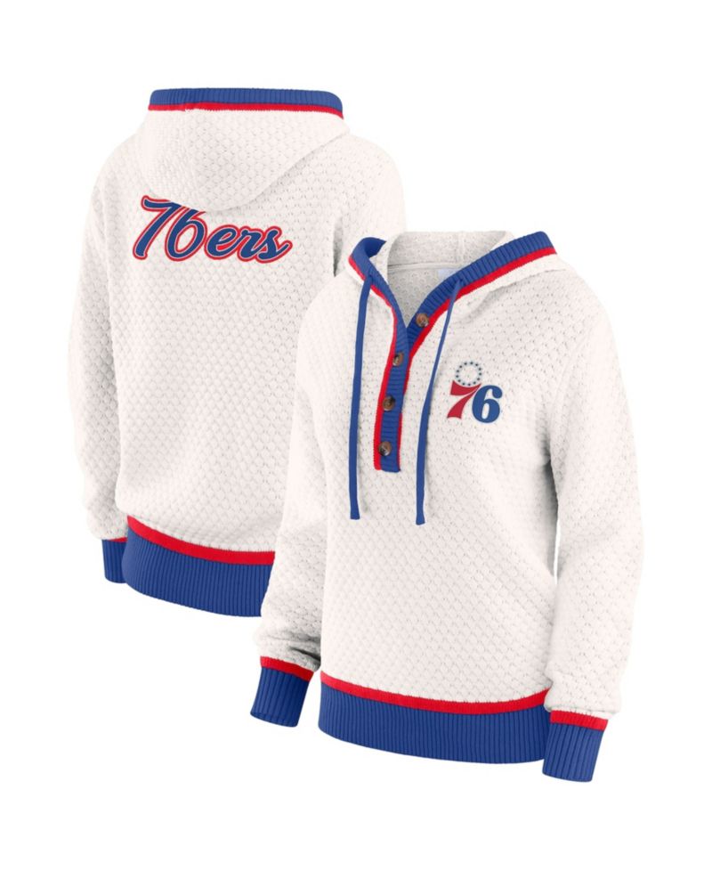 Women's Cream Philadelphia 76ers Plus Size Hoodie Sweater