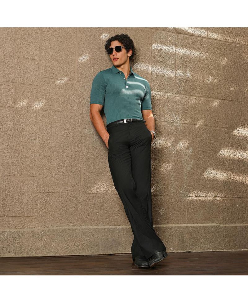 Men's Emerald Green Warp-Tactile Polo T-Shirt