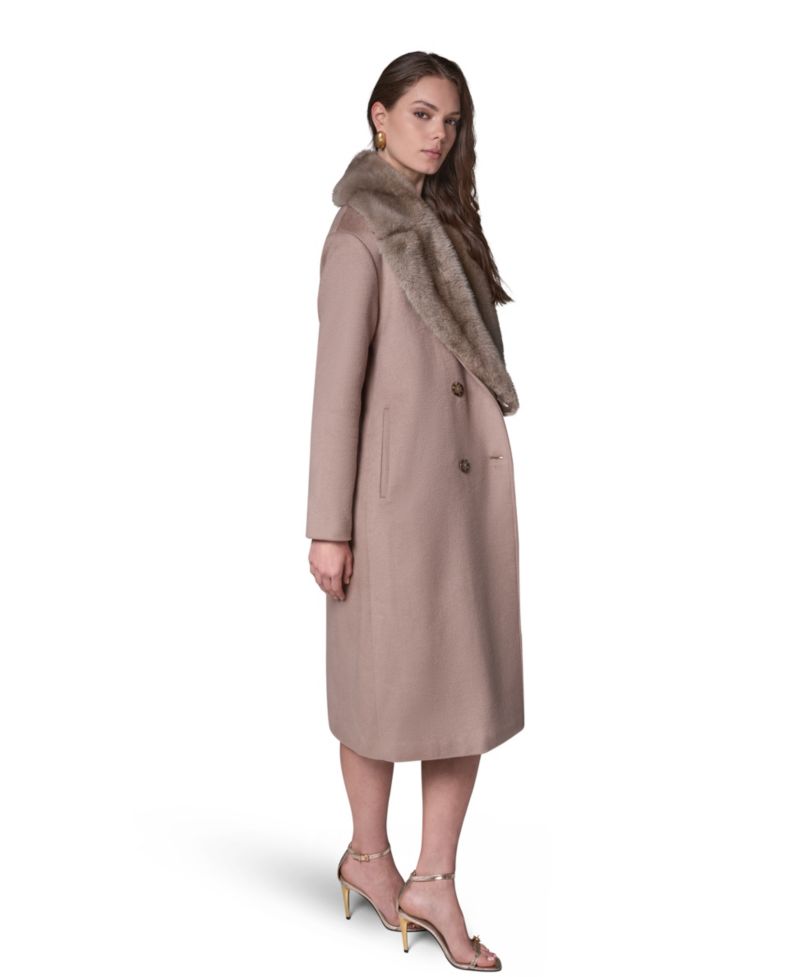 Women's Wool-Blend Faux-Fur-Collar Coat