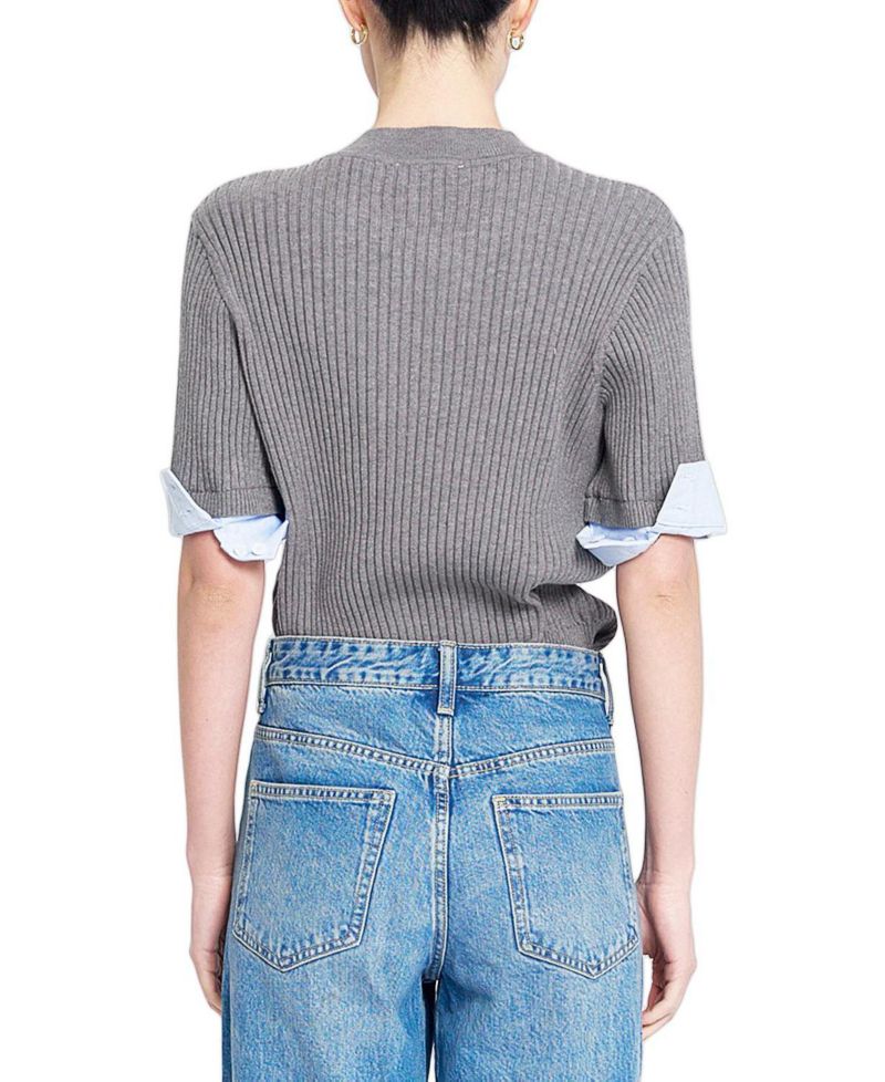 Women's Sienna Shirt Cuff Crewneck Short-Sleeve Sweater