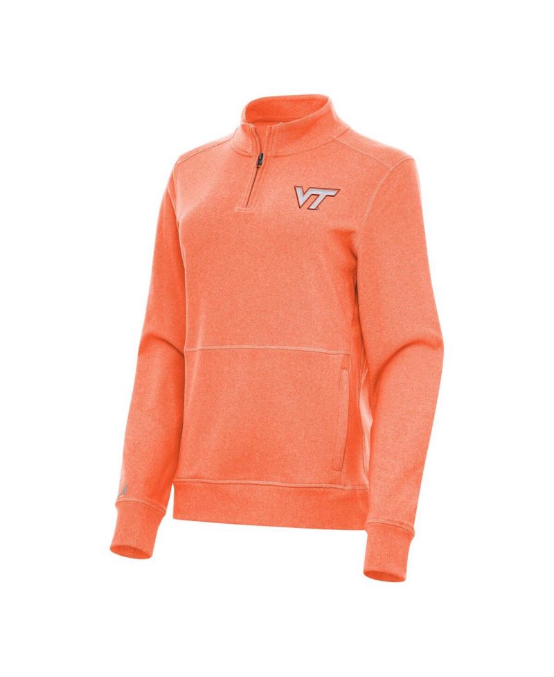 Women's Heather Orange Virginia Tech Hokies Crush Quarter-Zip Fleece Sweatshirt