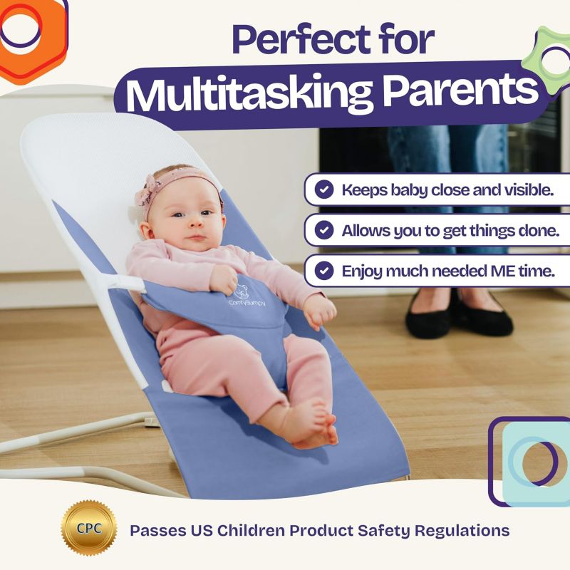 Kids Portable 2 in 1 Bouncer – Versatile Bouncer Chair Bouncer with Ergonomic Support to Use, Oatmeal