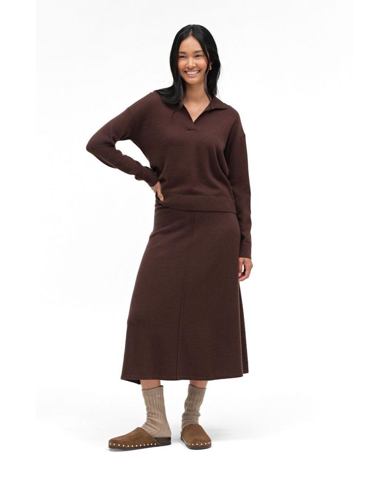Women's Collared V-Neck Relaxed-Fit Wool-Cashmere Sweater