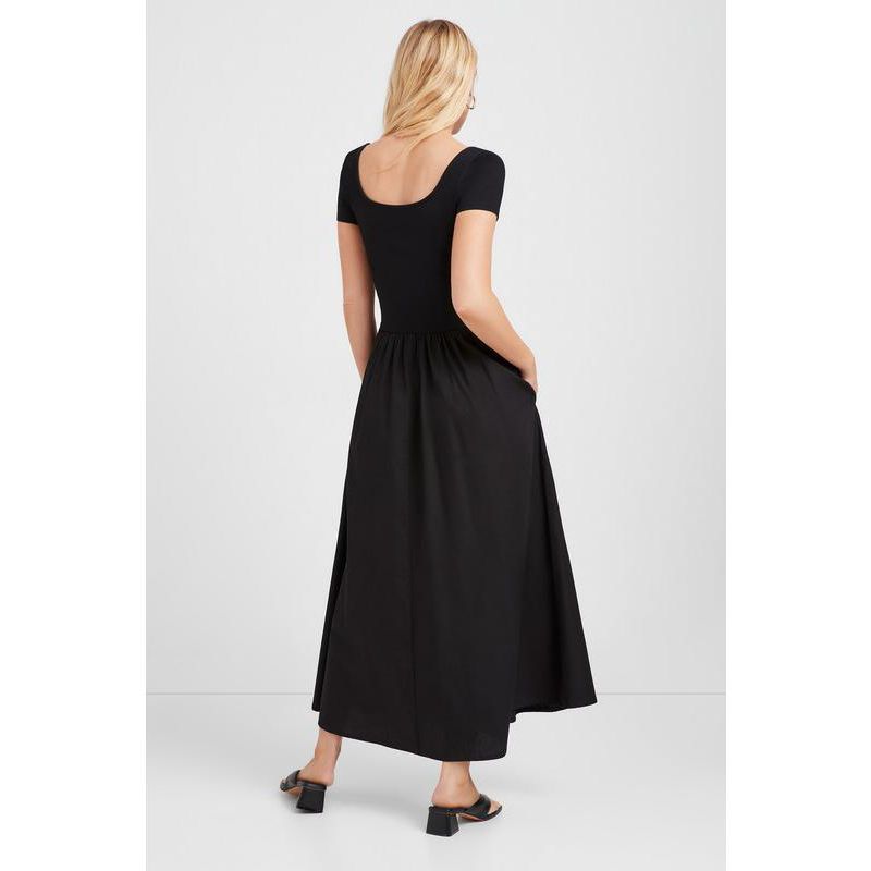 Women's Sierra Fitted A-Line Midi Dress with Cotton Skirt and Pockets