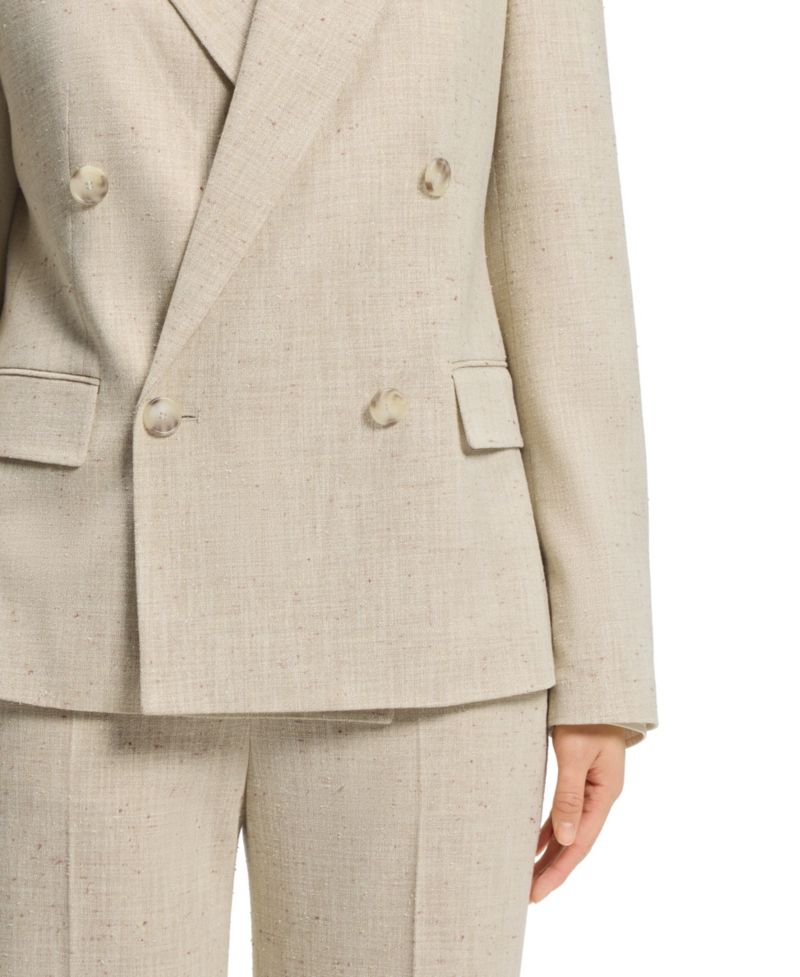 BOSS by Women's Jaleto9 Double-Breasted Textured-Slub Blazer