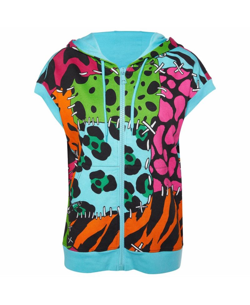 Women's Printed Cotton Knit Sleeveless Hoodie