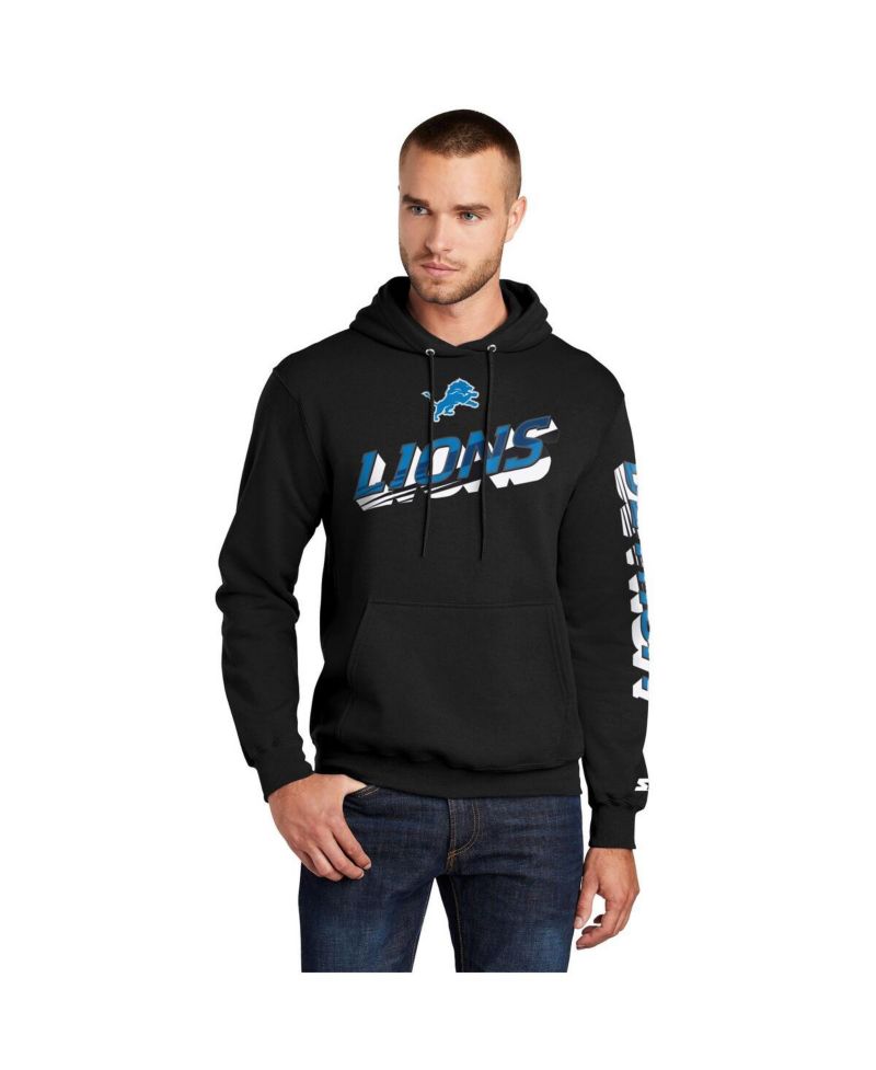 Men's Black Detroit Lions Wordmark Logo Pullover Hoodie