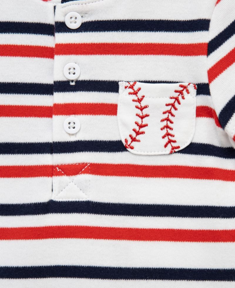 Baby Boys' Baseball Printed Short-Sleeve Bodysuit and Shorts, 2-Piece Set
