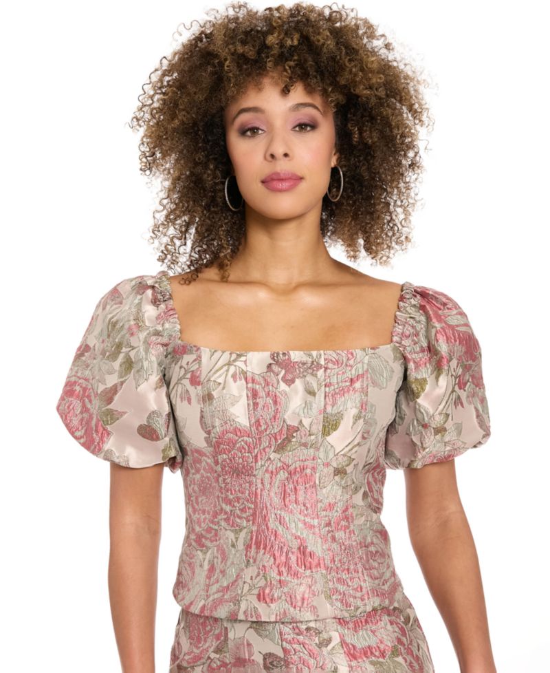 Women's Bubble-Sleeve Bustier Top