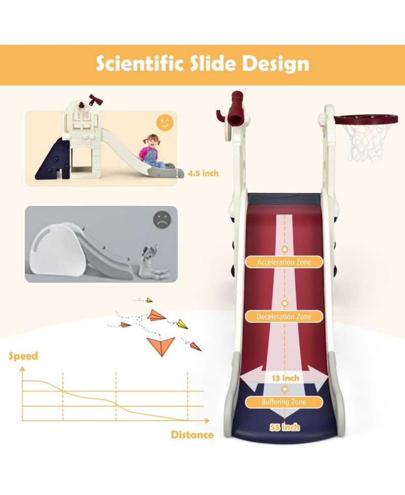 6-in-1 Basketball Hoop Slide Playset