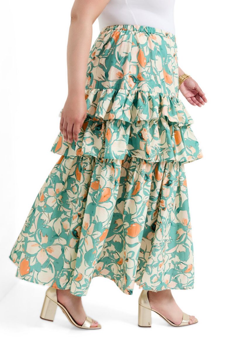 Women's June and Vie Poplin Tiered Midi Skirt