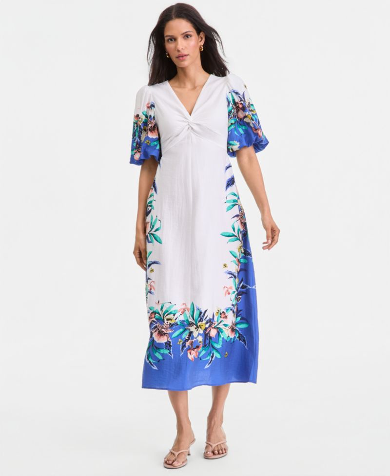 Women's Short Sleeve Printed Maxi Dress