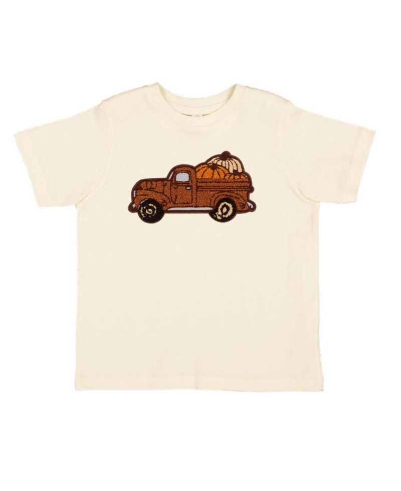 Little and Big Boys Fall Truck Patch Short Sleeve T-Shirt